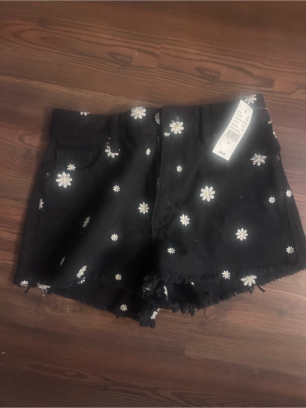 PacSun Black Daisy Embroidered Jean Shorts